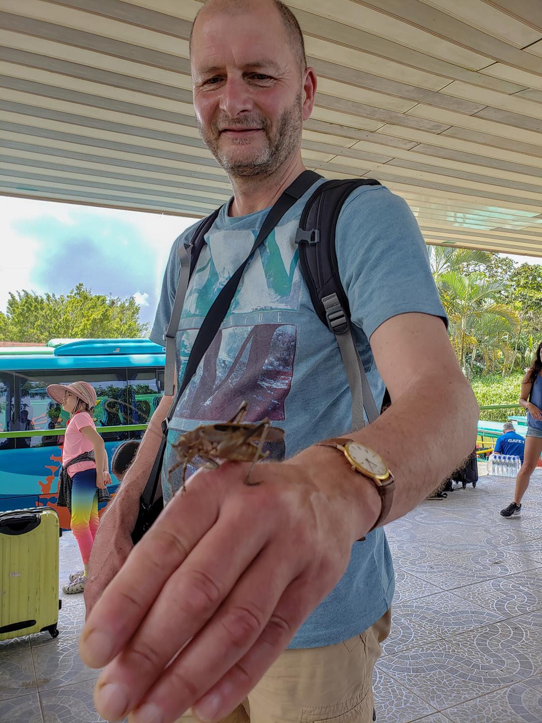 Alan with a huge cricket
