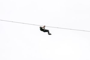 Dude ziplining